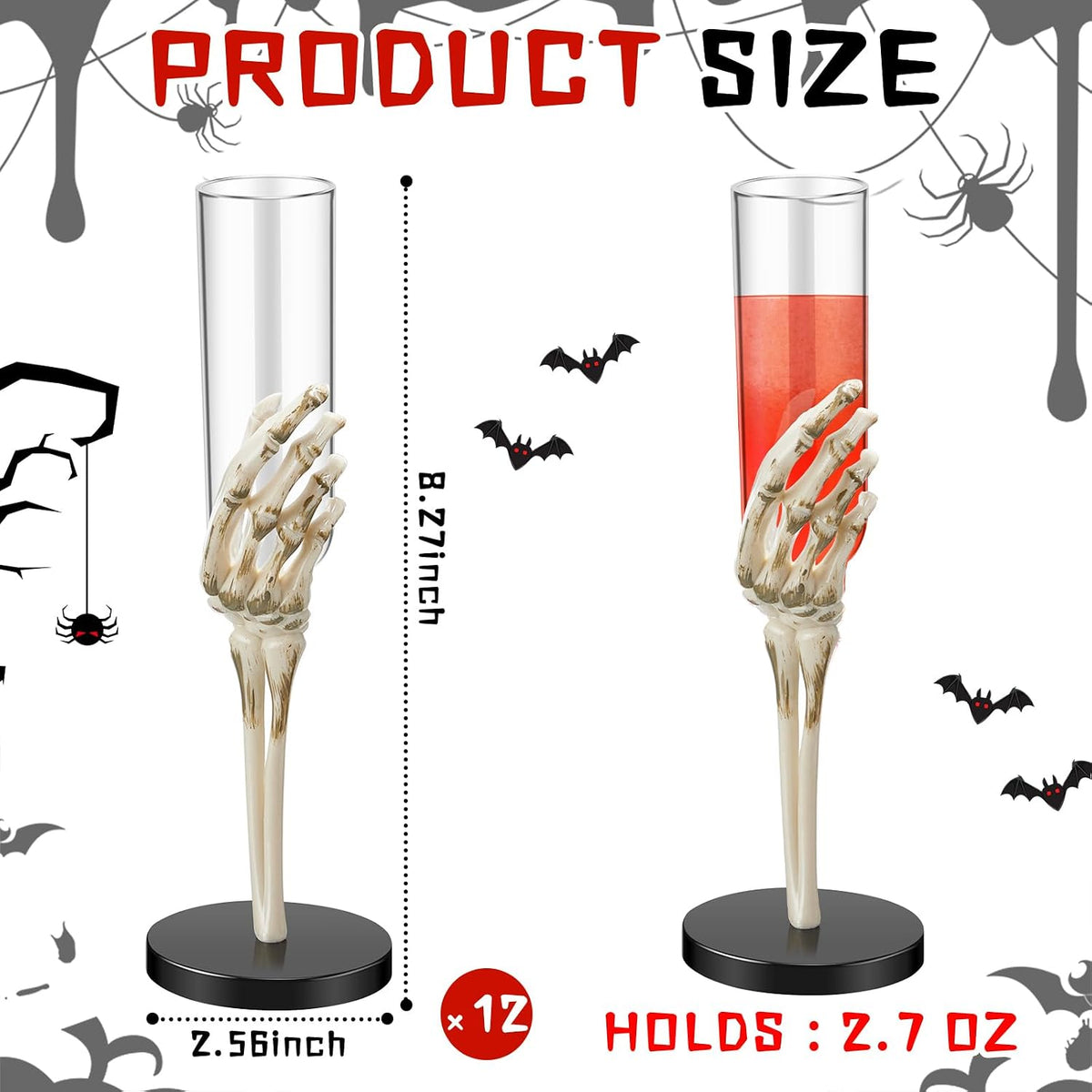 Tanlade 12 Pcs Skeleton Hand Flutes 2.7 Oz Plastic,Champagne