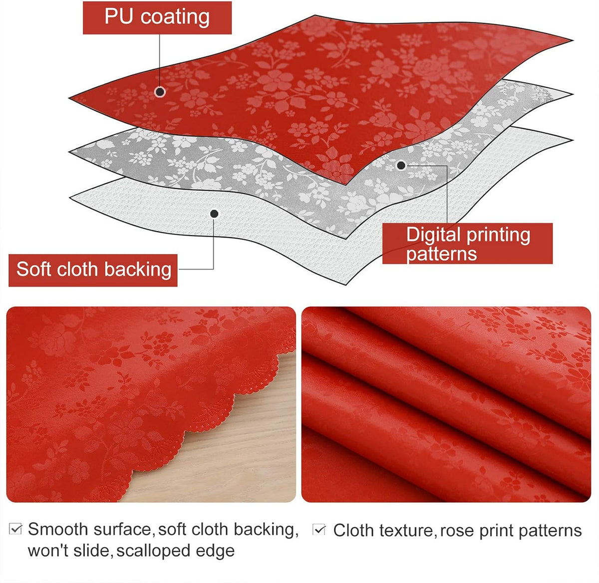 Smiry Rectangle Waterproof Heavy Duty Vinyl Tablecloths, 60 x 120 Inch