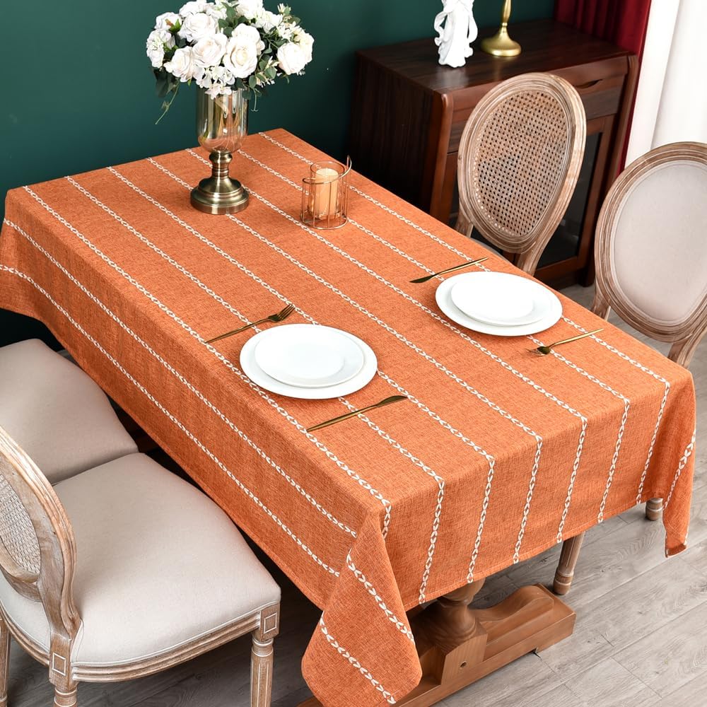 Zobesta Orange Tablecloths Rectangular 86x53 Inch Fall Table Cloth Linen