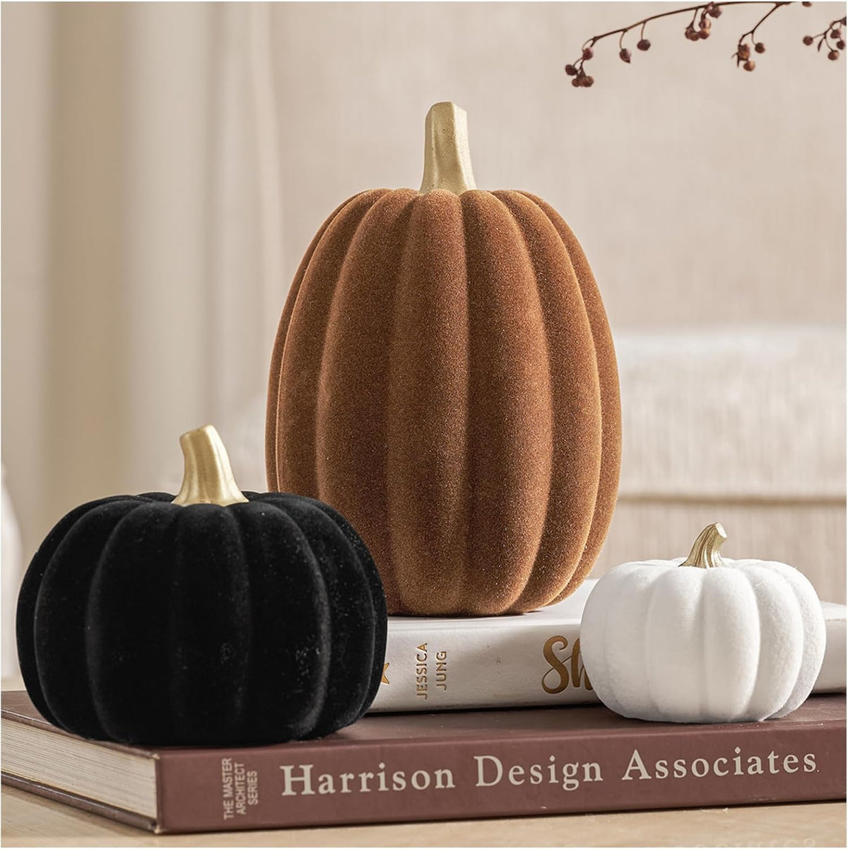 DN DECONATION 3 Pcs Fall Pumpkin Decorations, Artificial Pumpkin for Home
