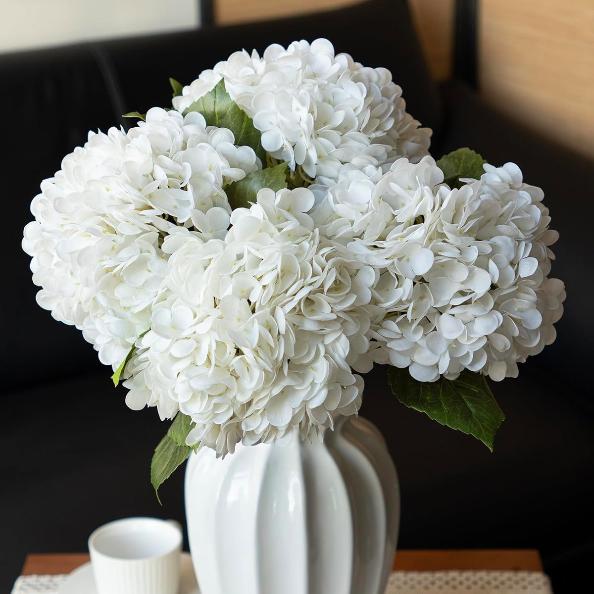 DUYONE 22in Soft Real Touch Hydrangea Artificial Flowers, Large Long Stem Lat...