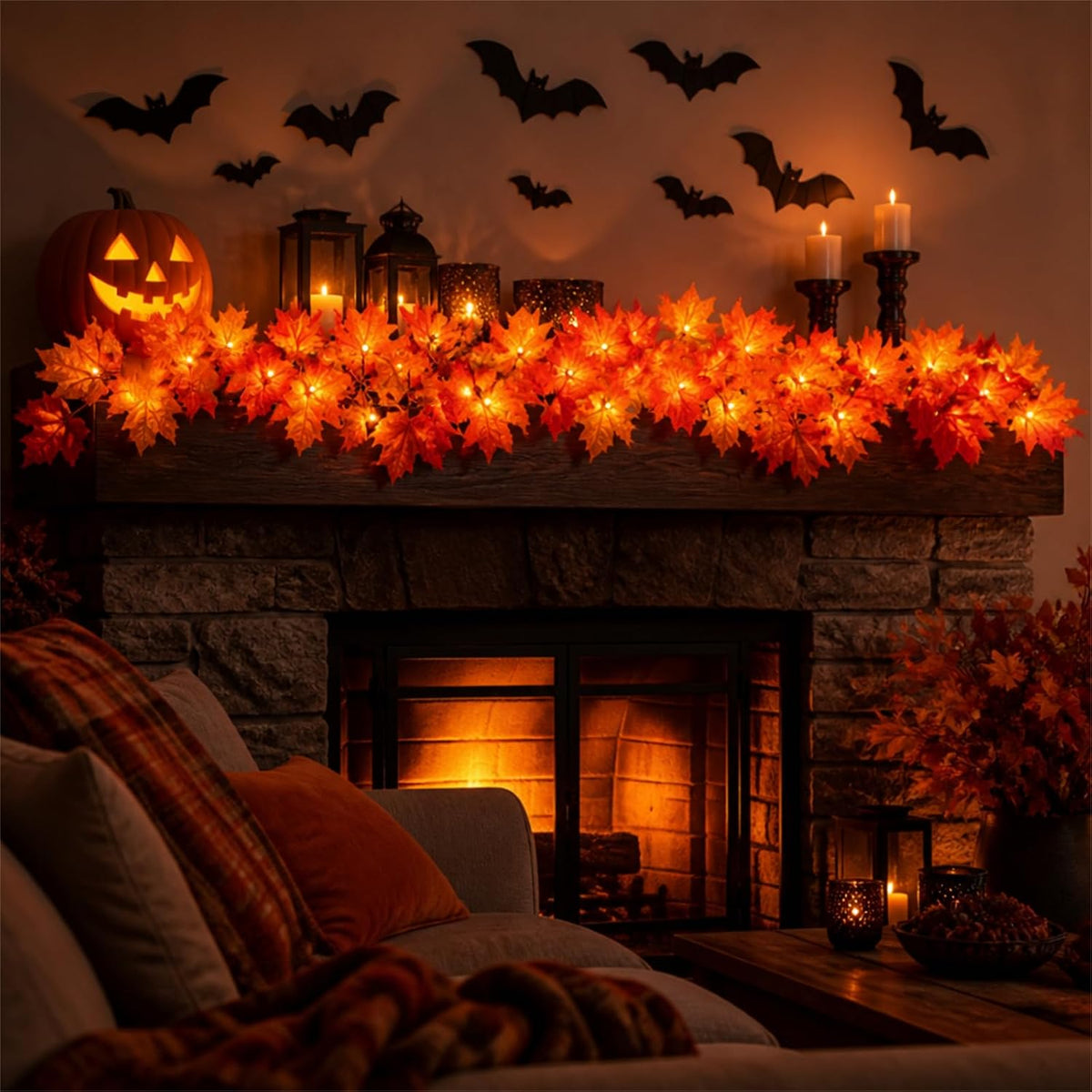 Fall Decor Fall Decorations for Home 9FT Plug in Fall Garland with Lights 50 ...