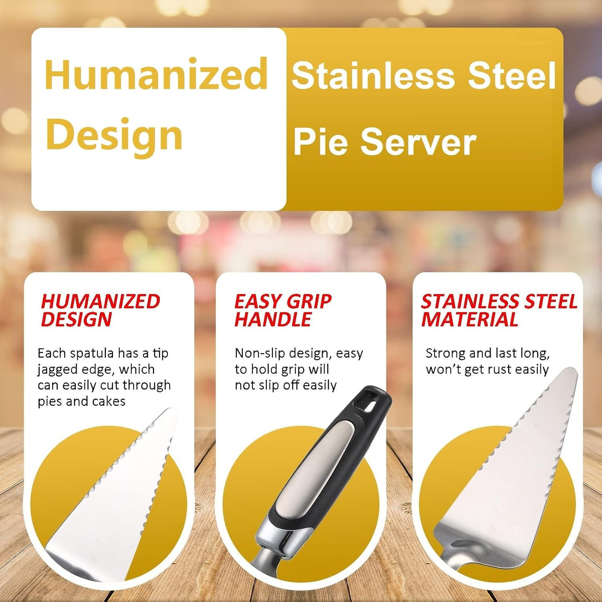 Yinder 10 Pcs Pizza Spatula Pie Server Stainless Steel Serrated Cake Cut