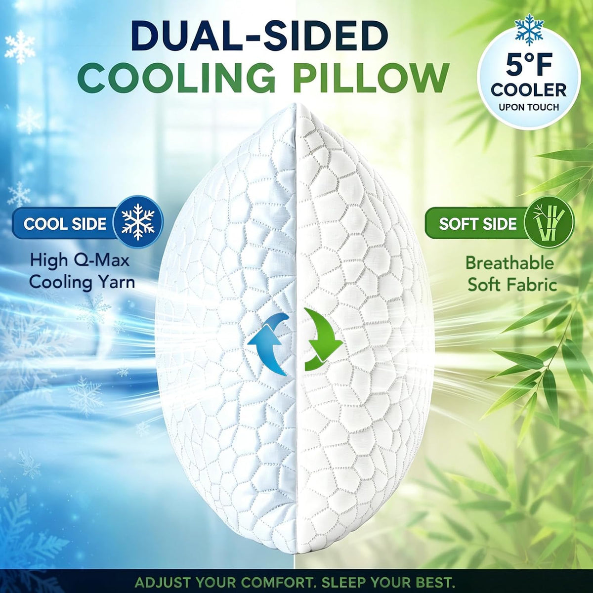SUPA MODERN Cooling Pillow Queen Size Set of 2, CertiPUR-US Shredded Memory F...