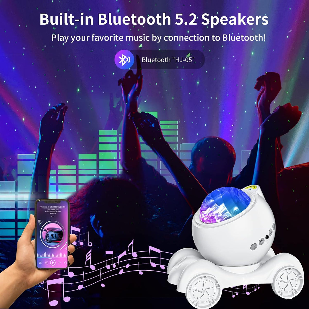 ENOKIK Aurora Light Projector Northern Lights Bluetooth Speaker, Pure White