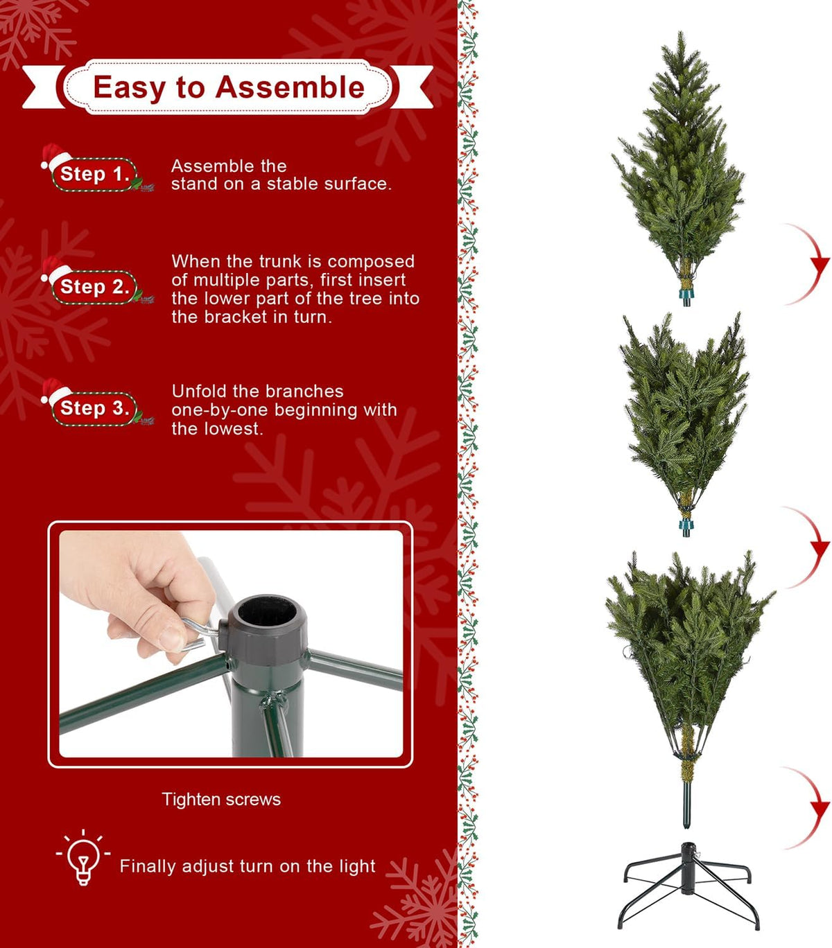 Glitzhome Prelit Christmas Tree, 7.5ft Green Full Christmas Tree Vibrant Ever...