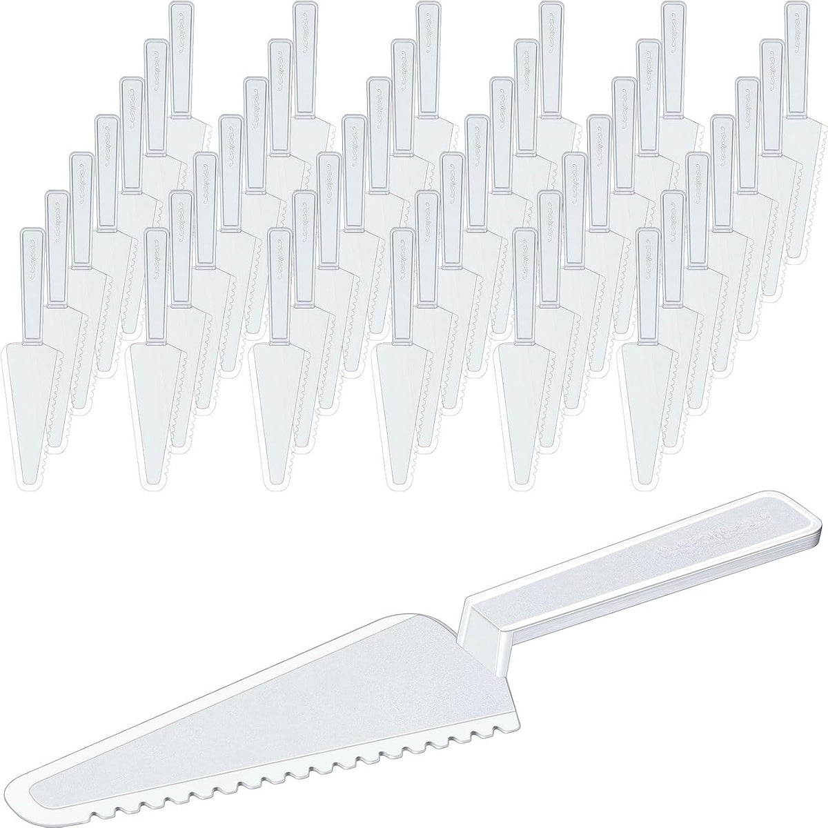 Suclain 200 Pcs Disposable Plastic Cake Cutter 9.1 Inch Bulk,Clear