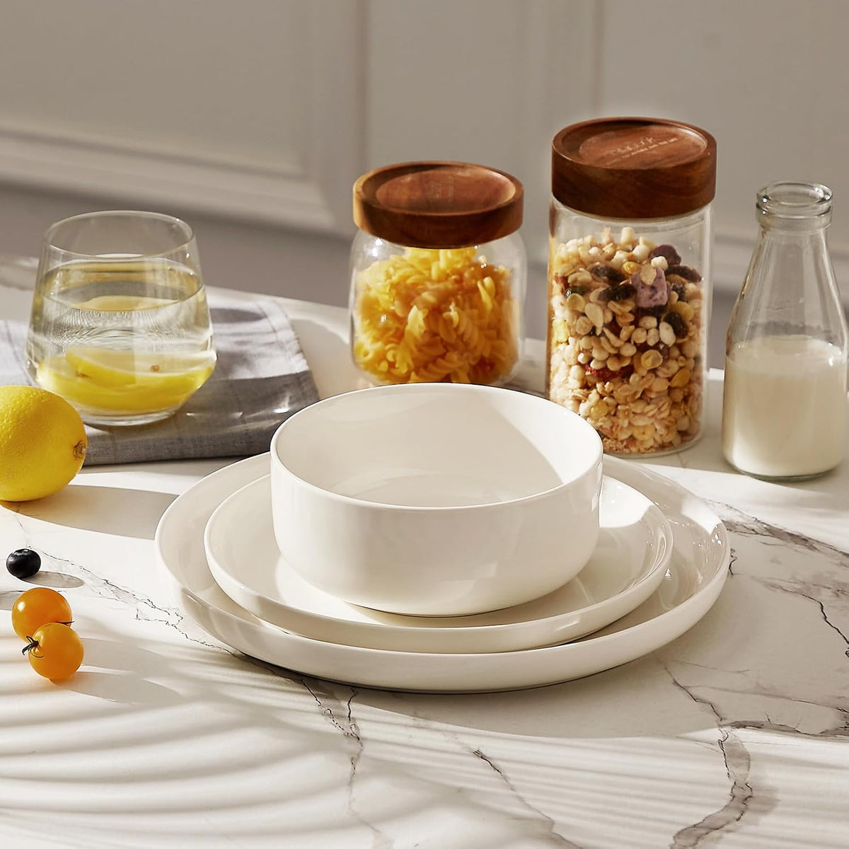 MALACASA 24 OZ Cereal Bowls Set of 6, Ceramic Soup Oatmeal Bowls, White