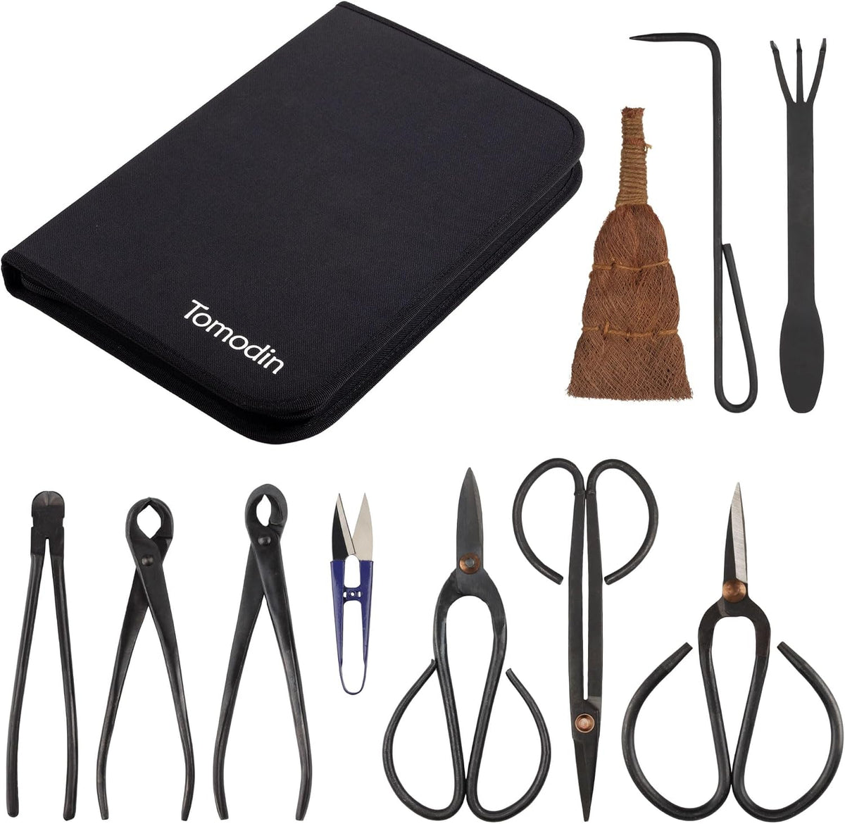BambooMN 10pc Bonsai Set, Shears, Concave Cutter, Knob Cutter - 1 Set