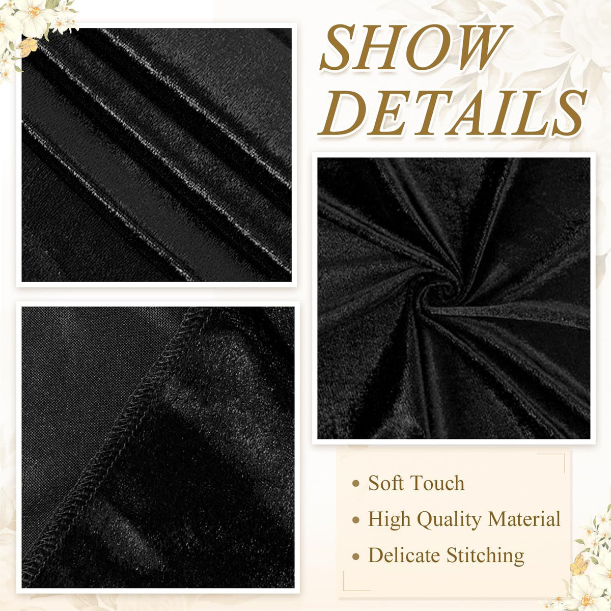 Black Aisle Runner 4FTx15FT Aisle Runner for Wedding Ceremony Velvet Aisle Ru...