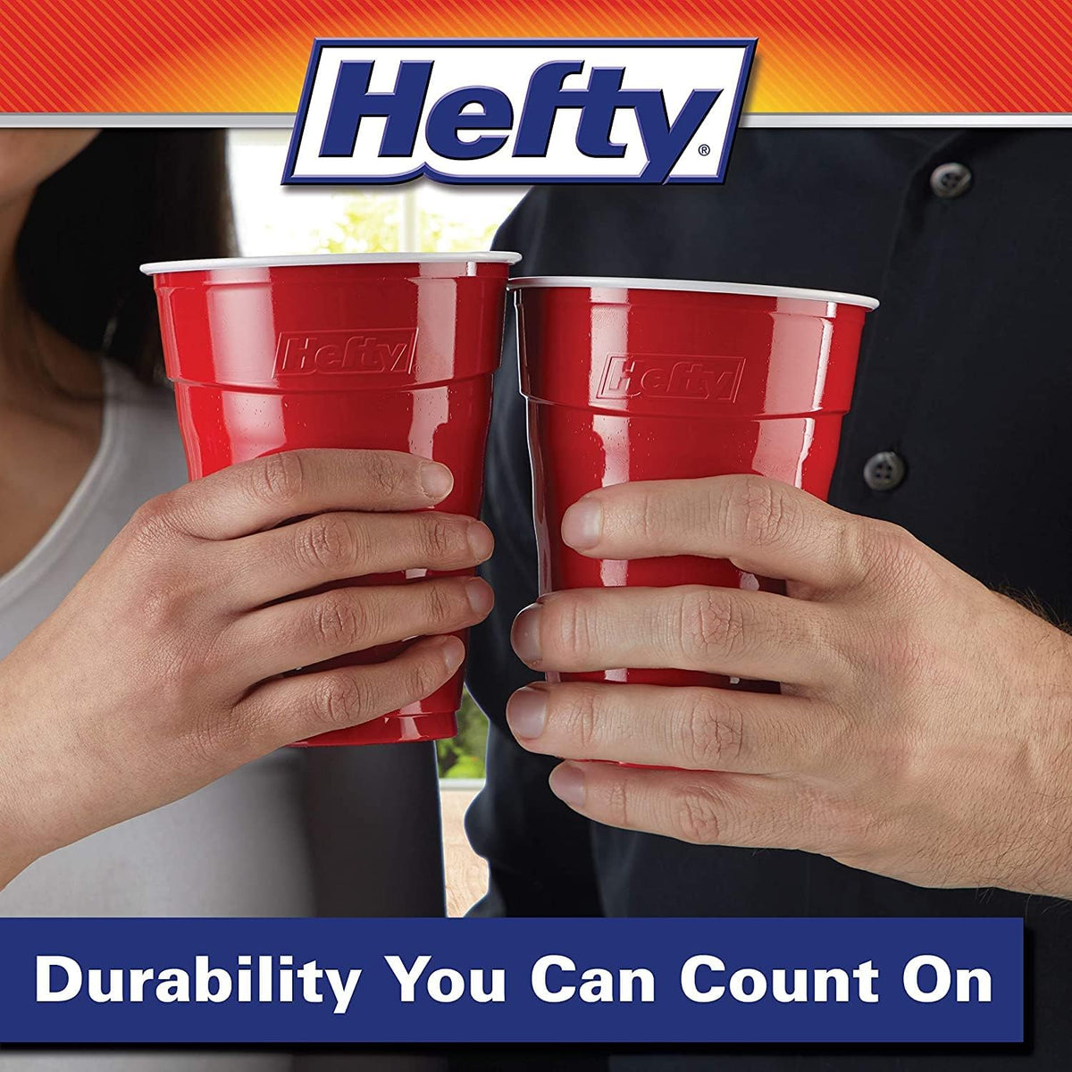 Hefty Easy Grip Disposable Plastic Cold Cups, Red, 18 Ounce (50 Count (Pack o...