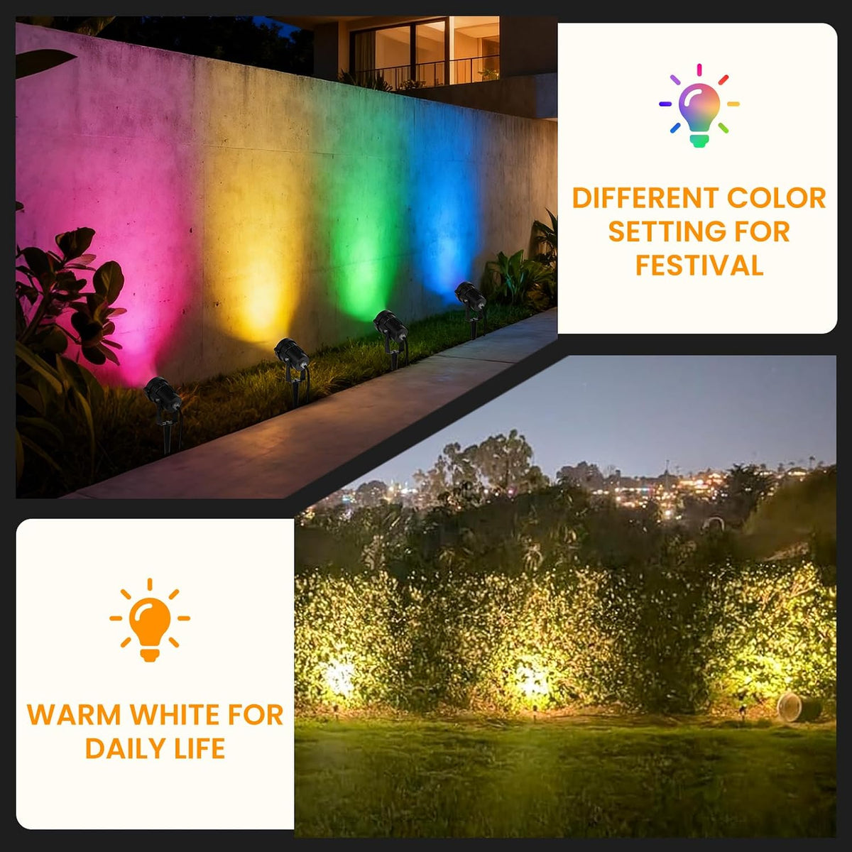 Halloween Spotlights Outdoor: RGBW LED Spot Light Plug in 120V Remote Control...