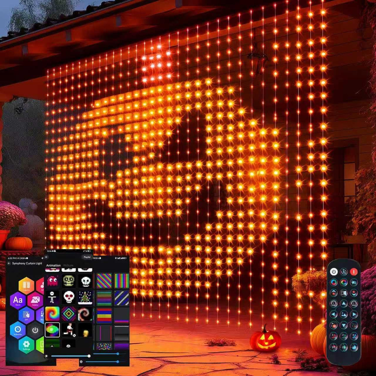 Dazzle Bright Smart Curtain Lights, 400LED 6.6FT x 6.6FT Color Changing Hallo...