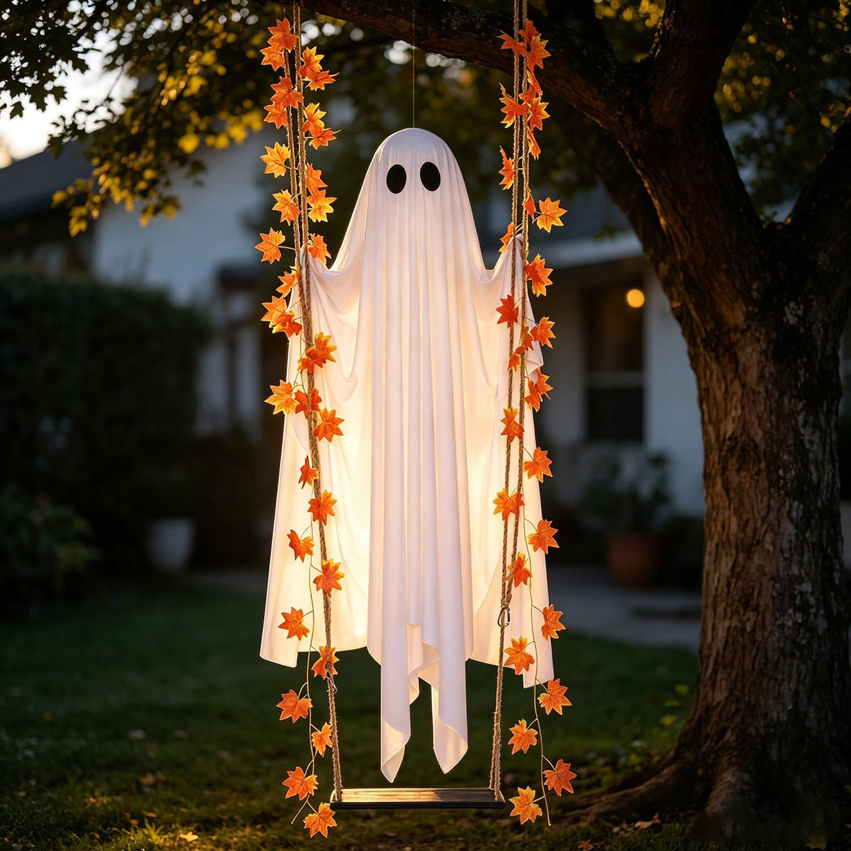 Swinging Ghost Outdoor Decor,4.4FT Halloween Decorations Outdoor Indoor with ...