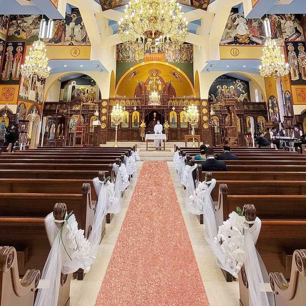 Aisle Runners 4FT×20FT - Rose Gold Sequin Aisle Runner Long Carpet Runner for...
