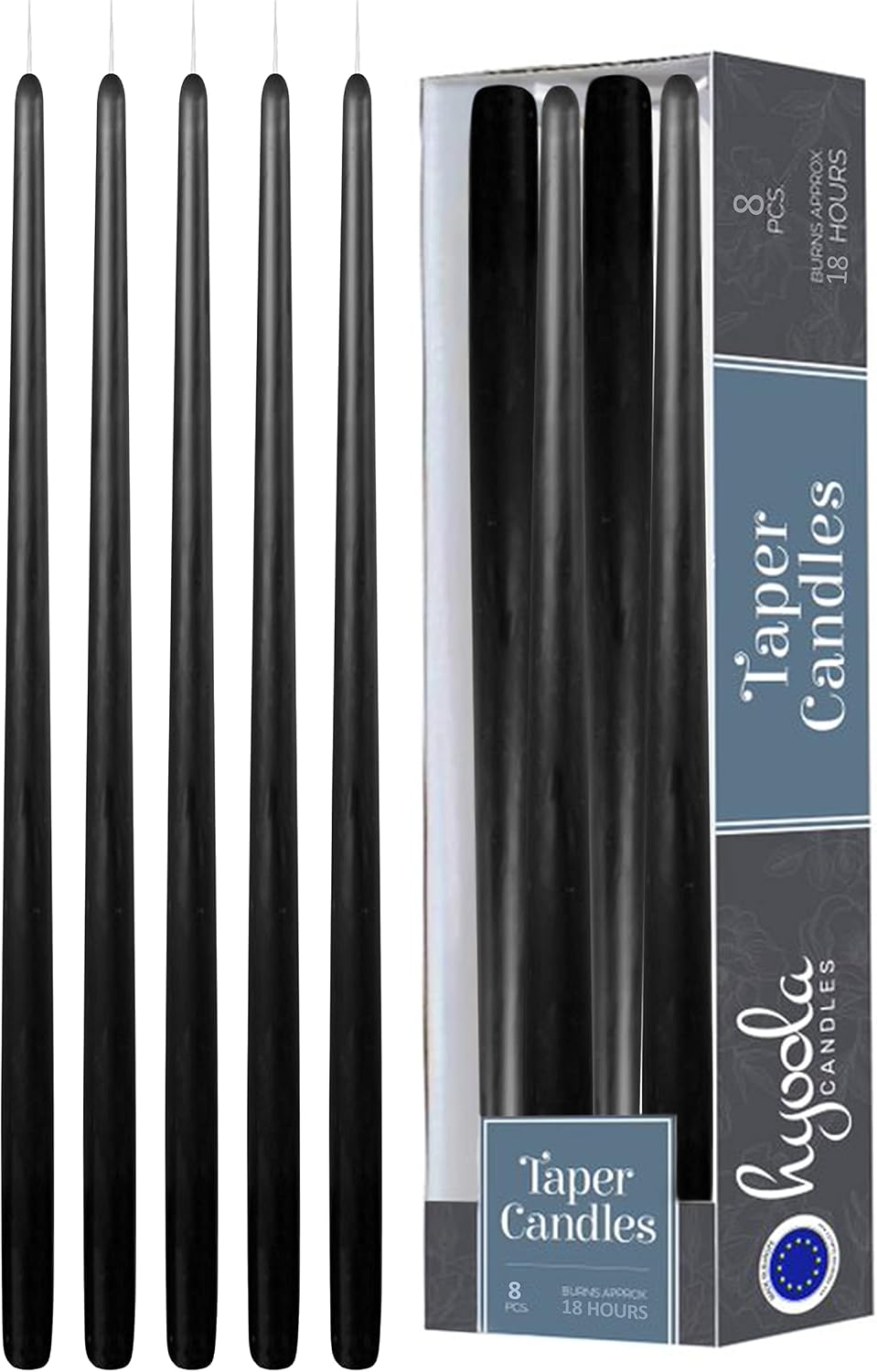 Hyoola Tall Taper Candles - 20 Inch Black Unscented Dripless Taper Candles - ...