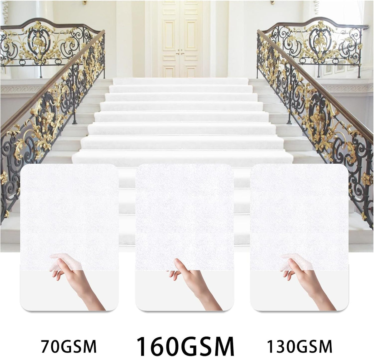 VOK White Aisle Runner Carpet Rugs for Wedding Accessories, Premium 160 GSM F...