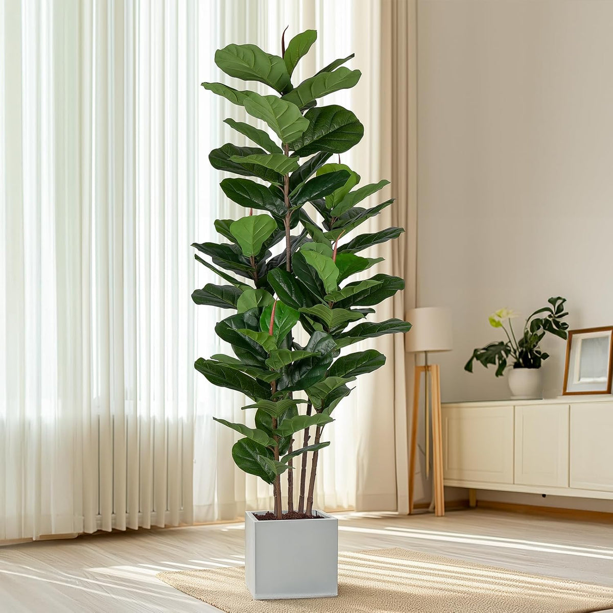 Yepdin Faux Fiddle Leaf Fig Tree 6 FT - Artificial Ficus Tree with Tall Artif...