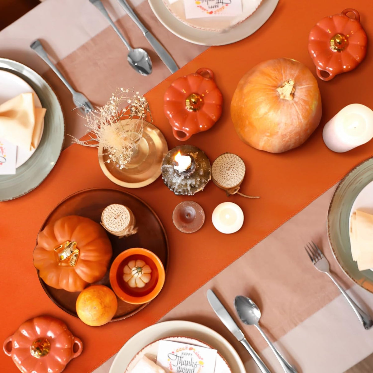 Bencailor 24 Pcs Orange Satin Table Runners Bulk, 12 x 108 Inch