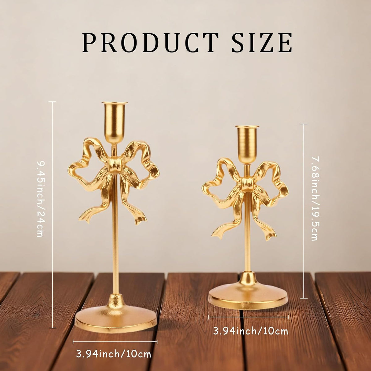 Gold Bow Tie Candle Holders, Vintage Brass Candlestick Holders for Pillar Can...