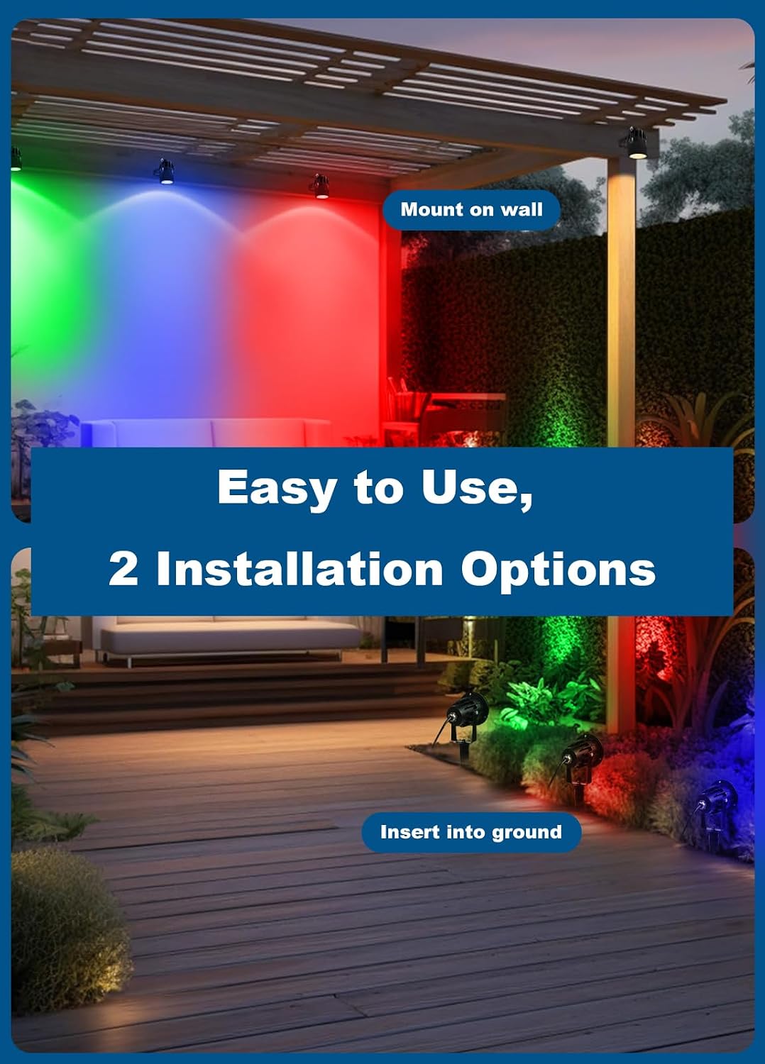 PYDS Halloween Spotlights Outdoor, 12W Super Bright RGBW Christmas Spot Light...