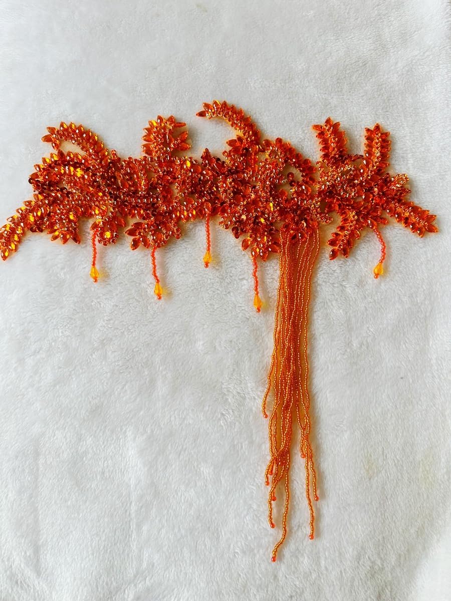 Pure Handmade Rhinestone Fringe Patch Trim Crystal Beaded Applique for Sewing...