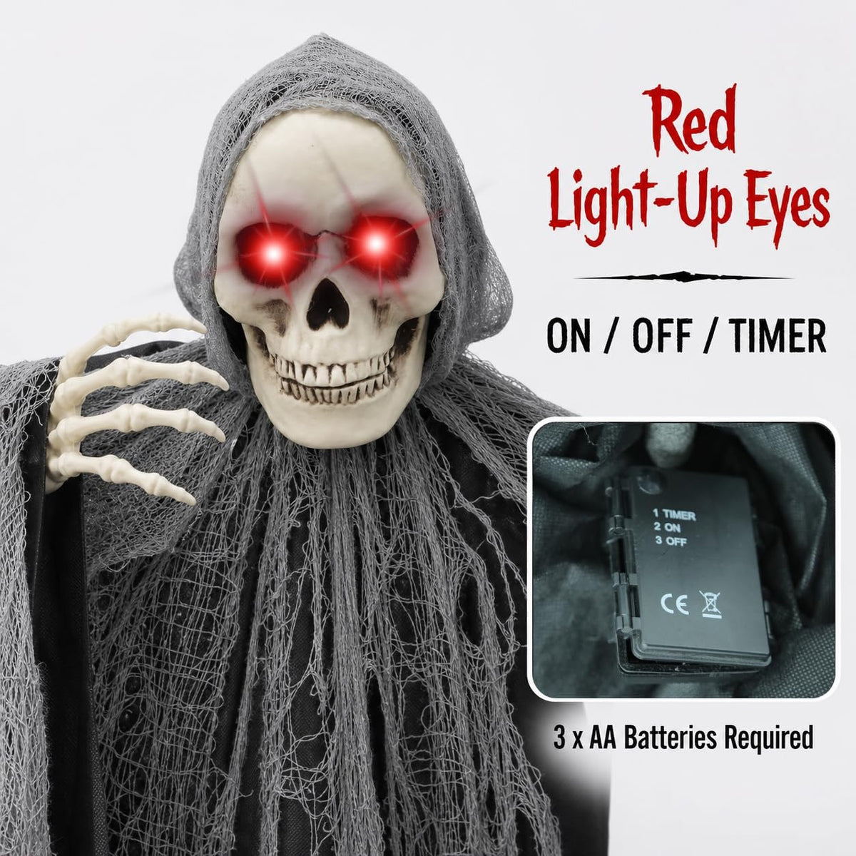 HOMELEX 5 FT Floating Skeleton Ghost Halloween Decor, 4 FT Wide