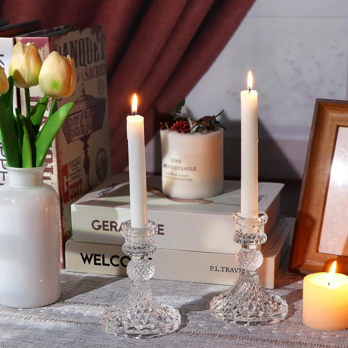 DARJEN Candlestick Holders Set,12Pcs 4" H Taper Candle Holders Bulk, Cle...