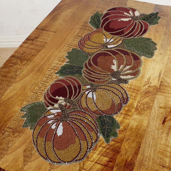 Thanksgiving Pumpkin Beaded Table Runner for Fall - Luxury Thanksgiving Decor...