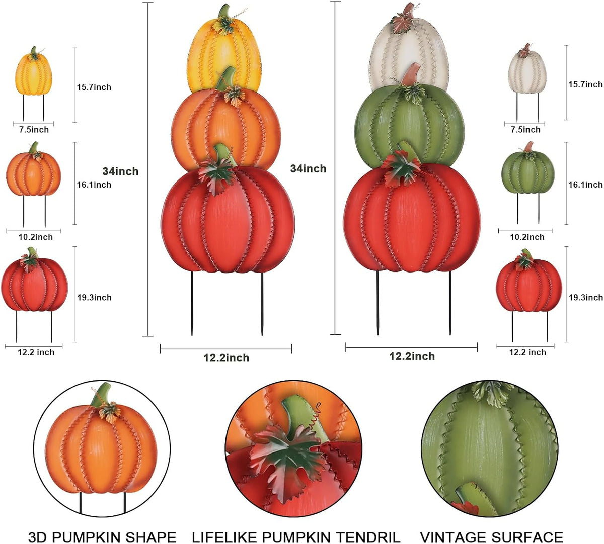 PHITRIC Fall Decorations Outdoor, 34" 2PCS Decorative Garden Stakes with...