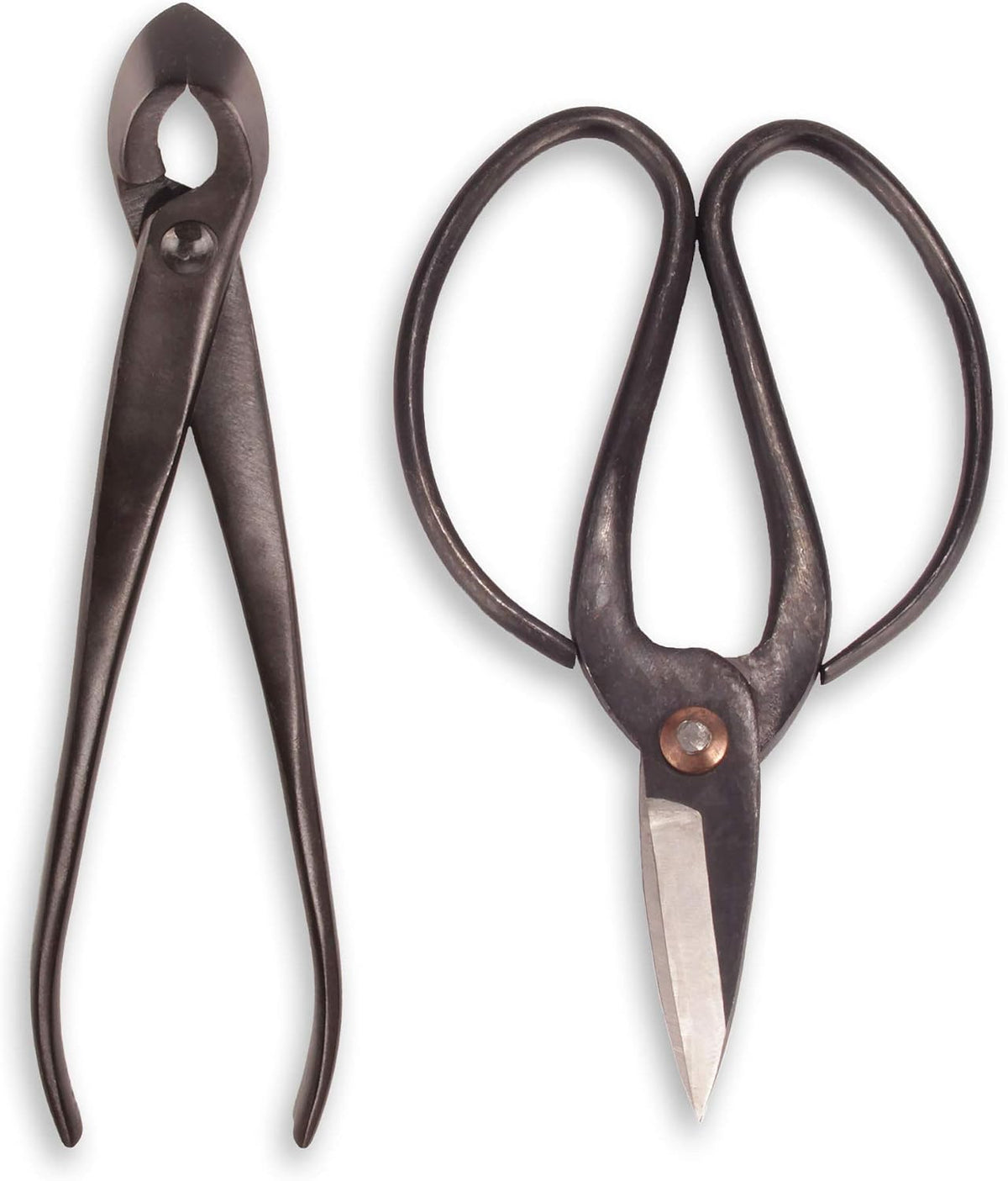 BambooMN Bonsai Basics Set - 8" Concave Cutter, 7" Heavy Duty Shear...