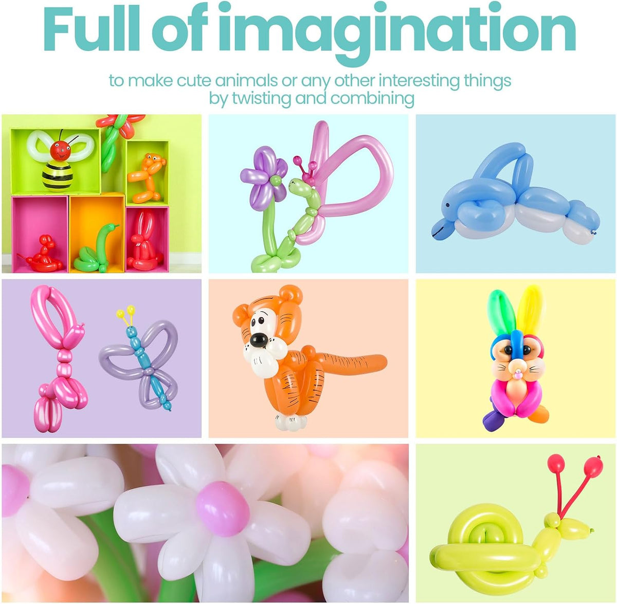 Lenwen 1000 Pcs Long Balloons Bulk, Multi Colors