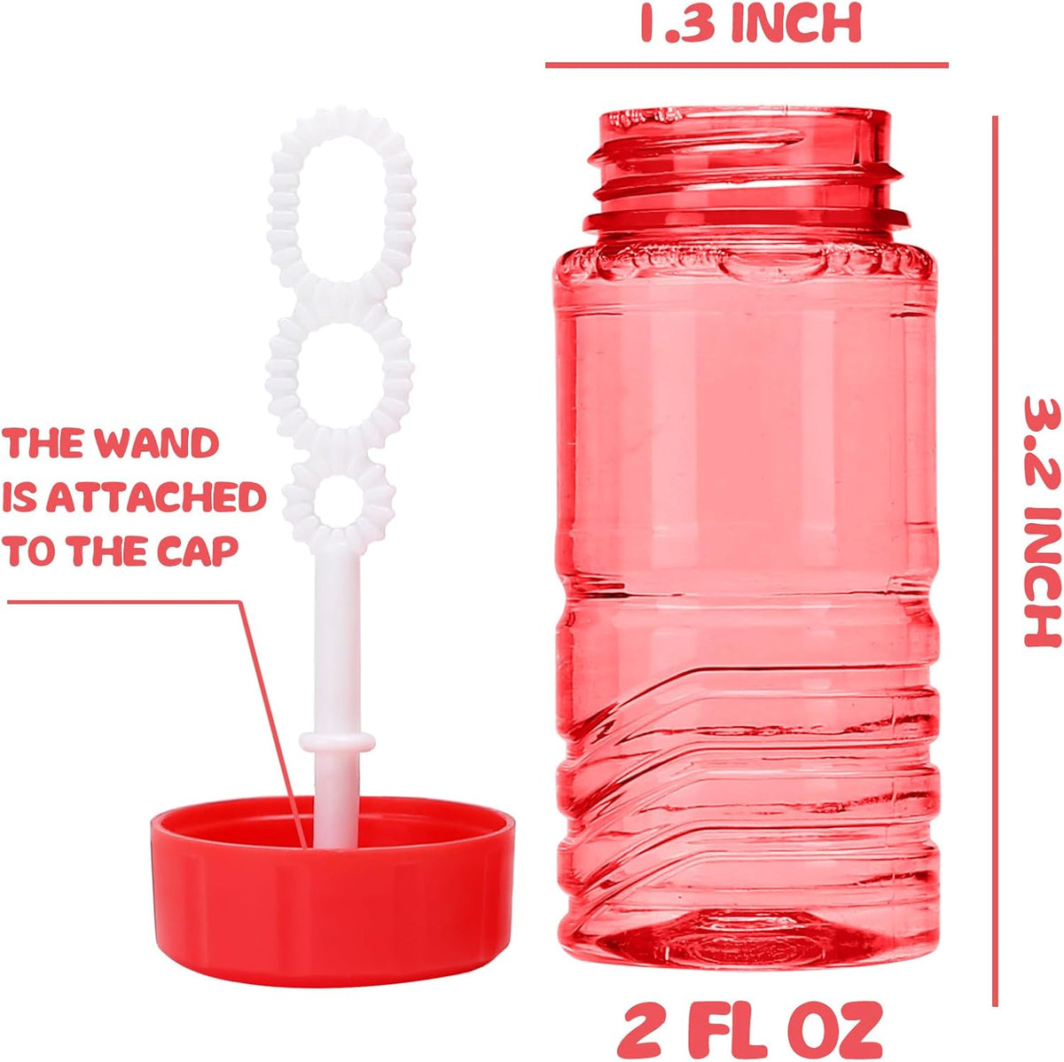 48 Pack Bubble Bottles Bulk, 8 Color, Wand Attached to Cap Party Favors Set