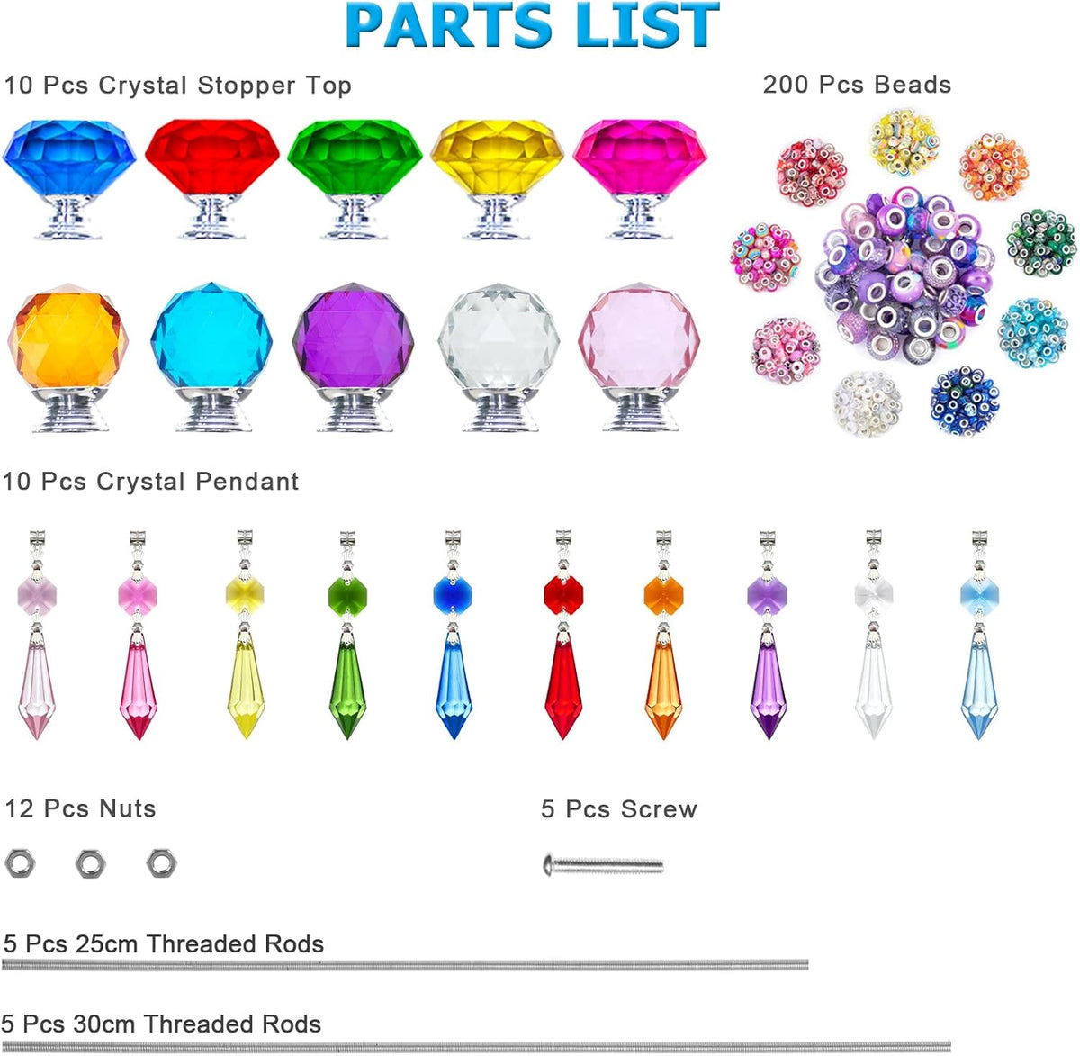 Exway 247 PCS DIY Fairy Wand Beaded Garden Stake Kits with Assortment Large H...