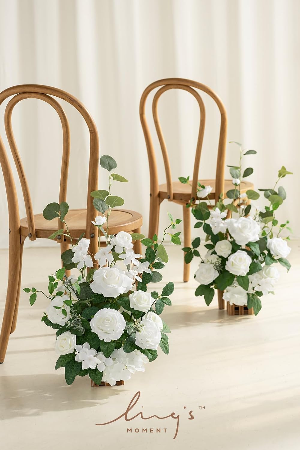 Ling's moment Free-Standing Wedding Aisle Runner Flowers, White Sage, 4pcs