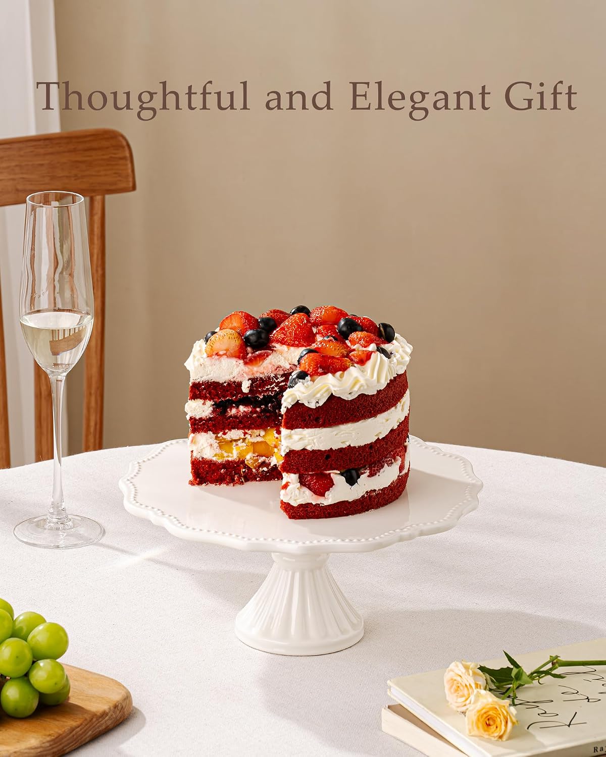 10 Inch Cake Stand, Relief Round Dessert Cake Stand for 8 Inch Cake