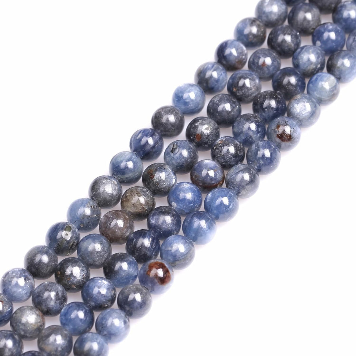 GEM-Inside Natural 8mm Blue Kyanite Gemstone Round Smooth Loose Beads Crystal...