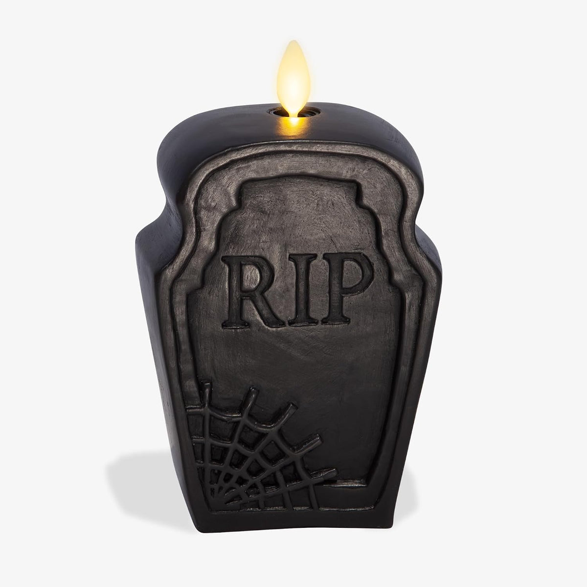 Luminara Black Flameless Candle RIP Tombstone Figural (2" x 5.5") M...