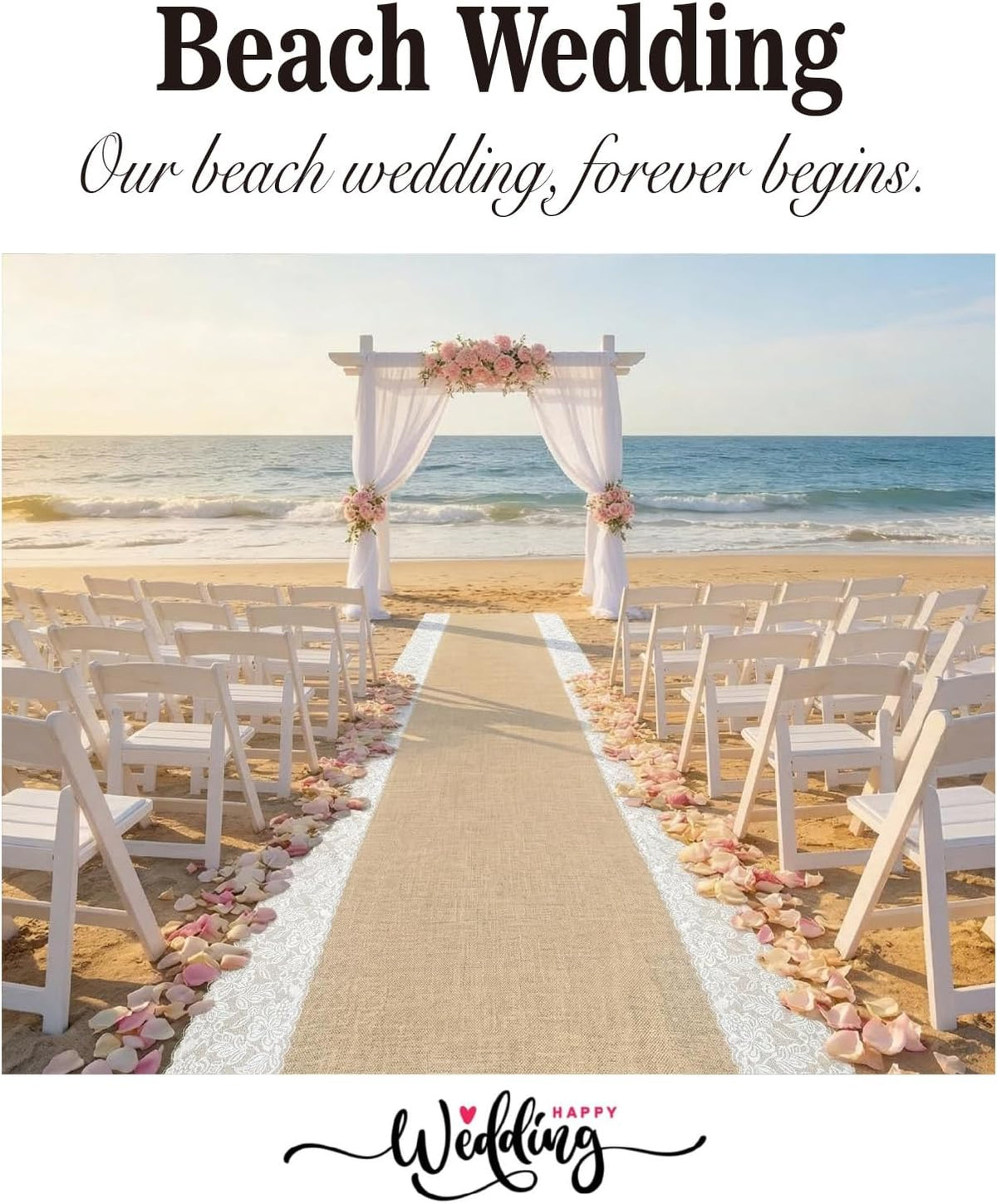 3FT x 20FT Natural Burlap Wedding Aisle Runner Outdoor, Aisle Runner for Wedd...
