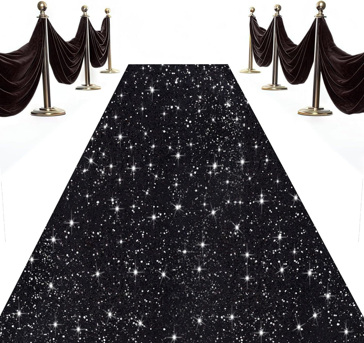 Black Carpet Runner for Party 4FTx20FT Sequin Aisle Runner for Wedding Ceremo...