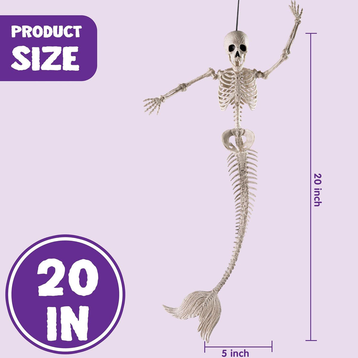JOYIN 4 PCS 20” Mermaid Skeleton Hanging Plastic Bones Halloween Decorations ...