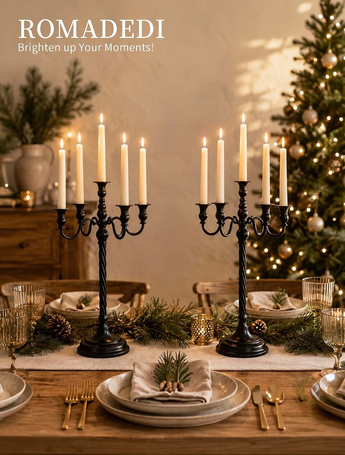 Romadedi Black Halloween Candle Holder: 22-Inch Tall Candelabra