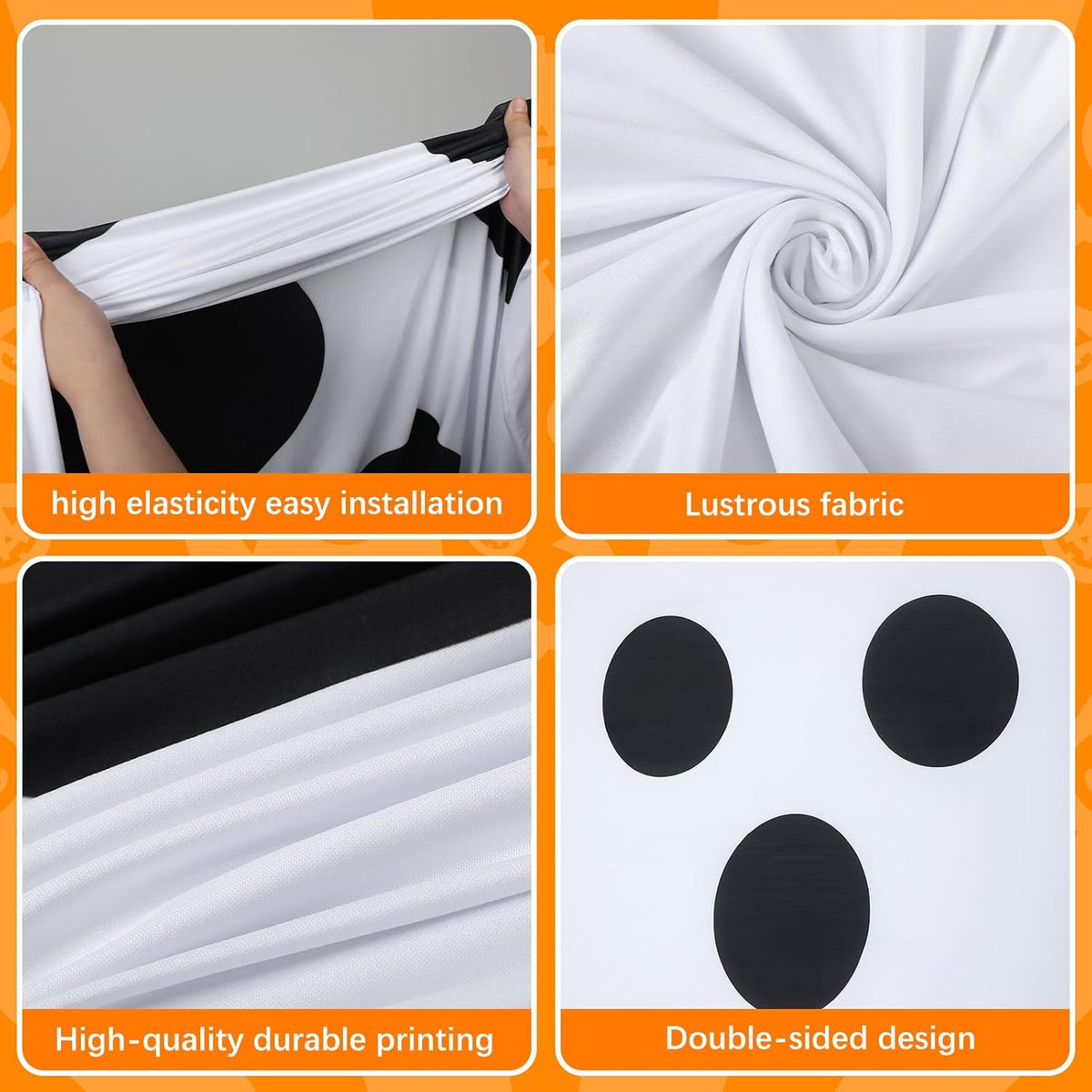 Moukeren 2 Pcs Halloween Ghost Arch Backdrop Covers, 7.2ft and 6ft