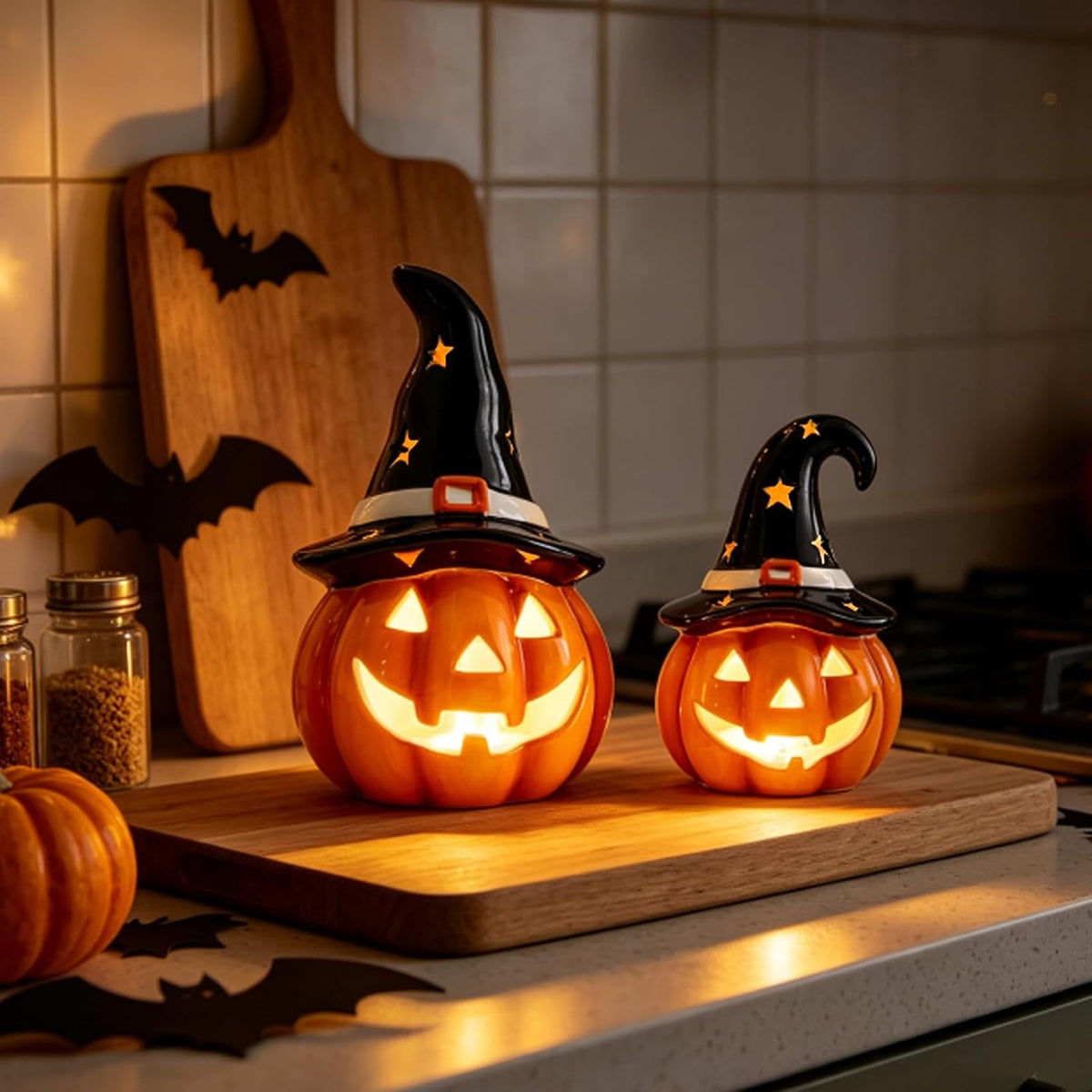 WDS WONDROUS Halloween Pumpkin Lights Decorations for Fall Home Table Decor