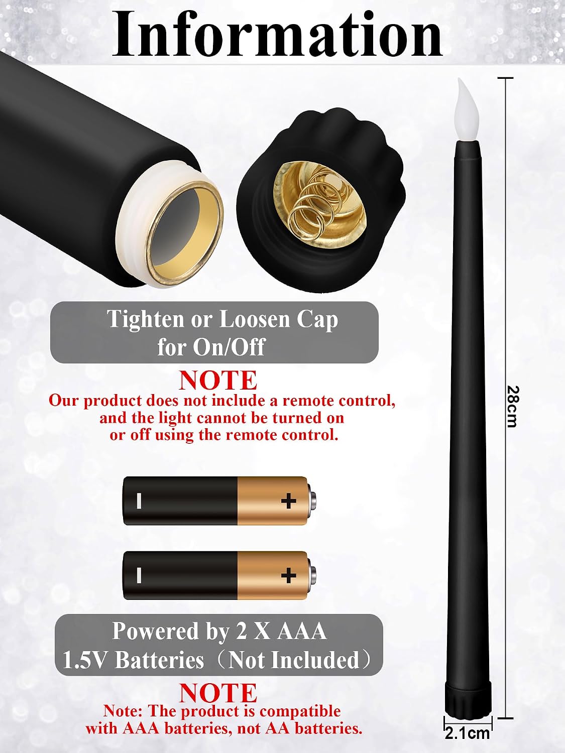 Retisee 30 Pcs 11 Inch Flameless Taper Candles LED Candles Bulk, Black
