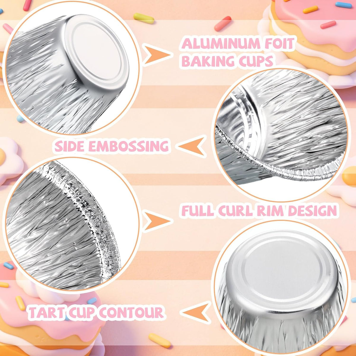 Yungyan 200 Pcs Aluminum Foil Baking Cups 7 oz Disposable Ramekins