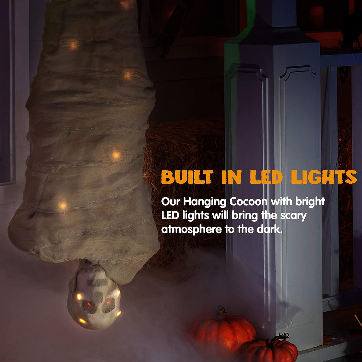 JOYIN 65" Halloween Decoration Cocoon Corpse, Animated Hanging Dead Body...