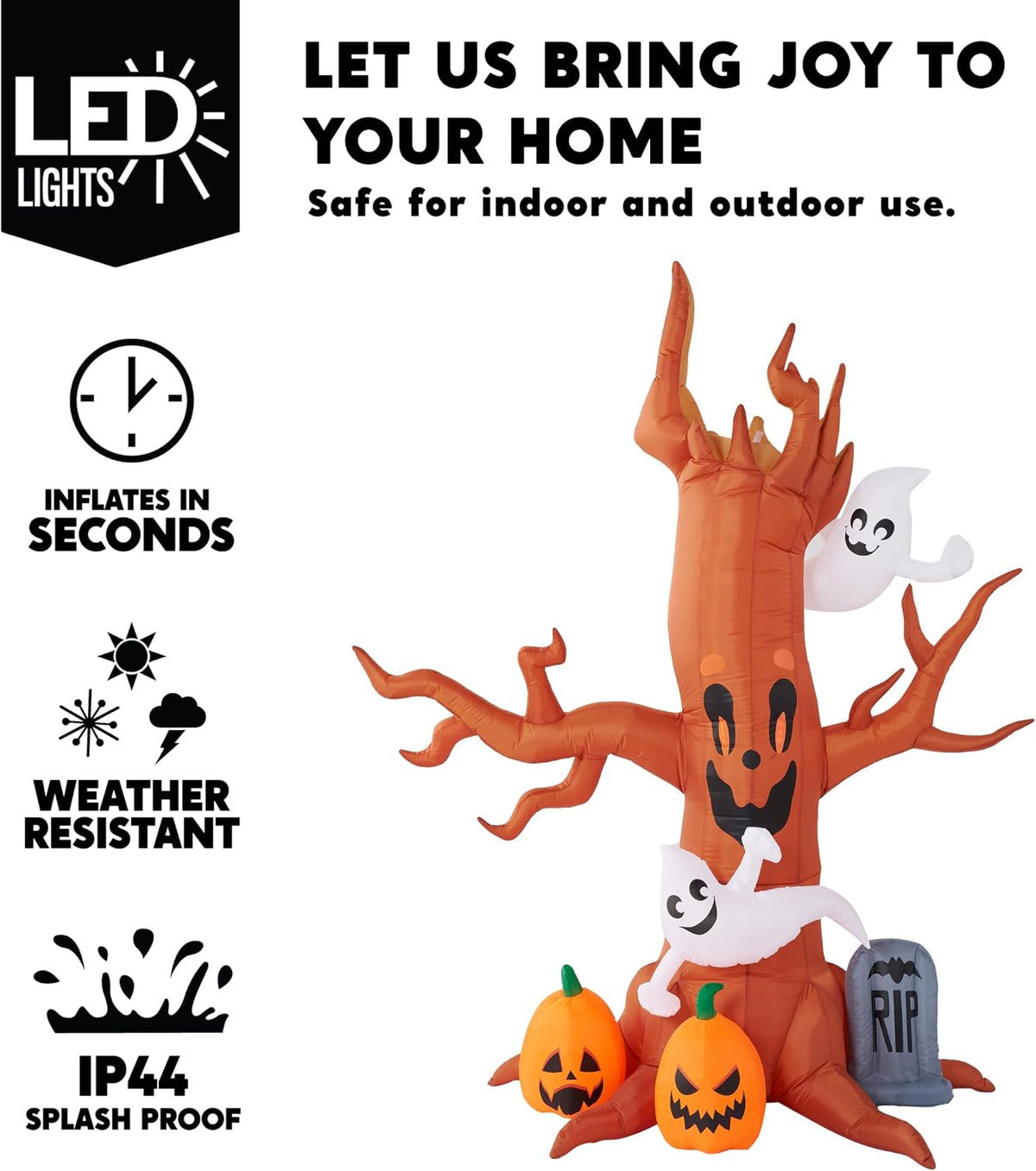 Joiedomi 8FT Halloween Inflatable Scary Tree with Ghost Decor,Blow Up Inflata...