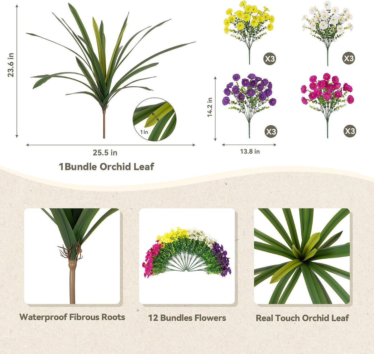 INXUGAO Artificial Flowers for Outdoors Fake Plants UV Resistant Outside