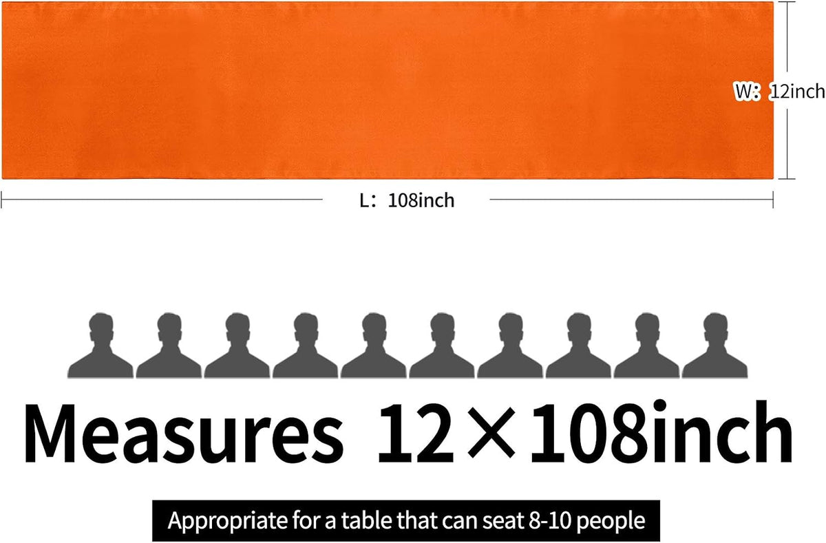 15-Pack Satin Table Runner Orange 12 x 108 inches Long, Table Runners for Wed...